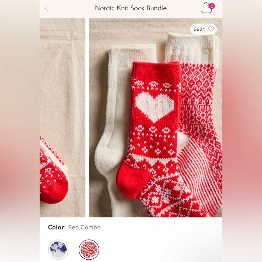 NWT Free People Nordic Knit Sock Bundle - red combo - One Size / ALL - Picture 8 of 12